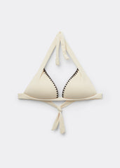 Padded Triangle Swimsuit Top Bicolor Embroidery