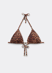 Brown Animalier Triangle Swimsuit Top