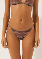 Golden Chevron Thong Swimsuit Bottoms