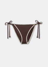 String Swimsuit Bottom Bicolor Embroidery