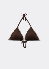 Triangle Swimsuit Top Bicolor Embroidery