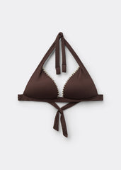 Padded Triangle Swimsuit Top Bicolor Embroidery