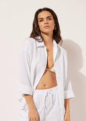 Cropped Linen and Viscose Shirt