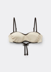 Bandeau Swimsuit Top Bicolor Embroidery