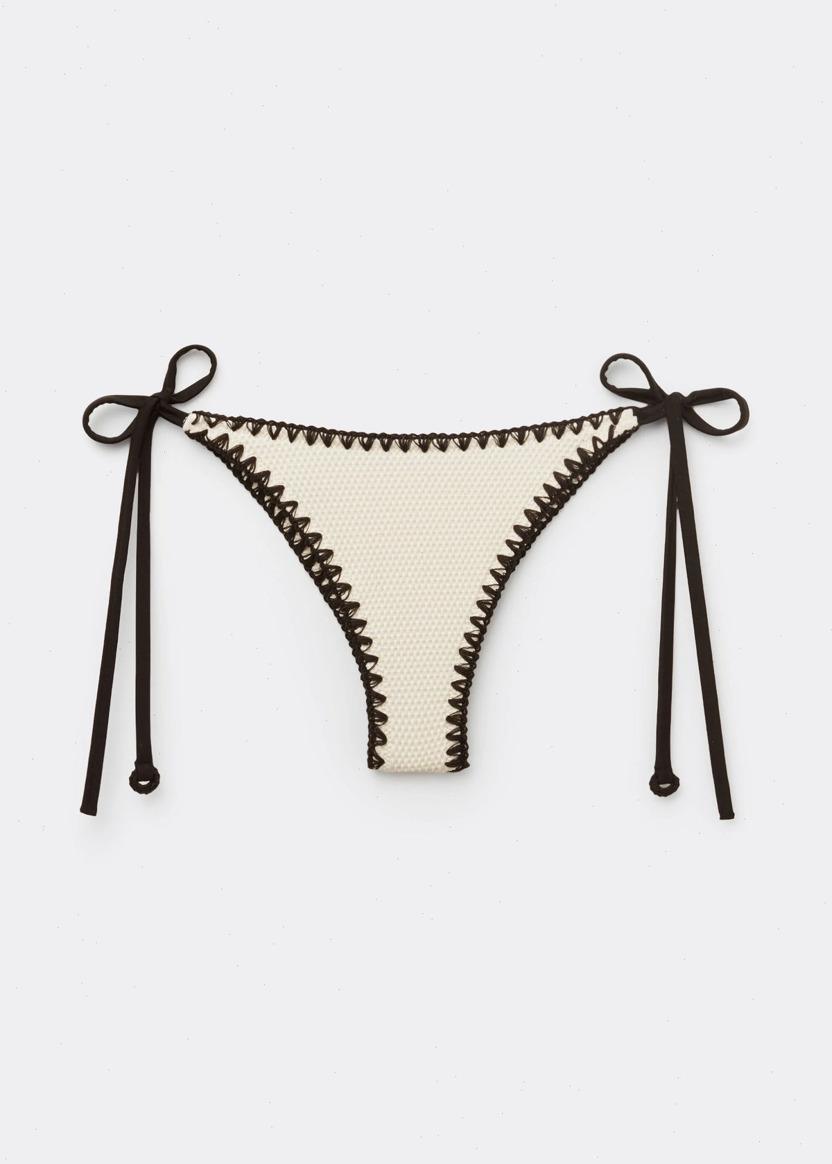 Brazilian String Swimsuit Bottom Bicolor Embroidery